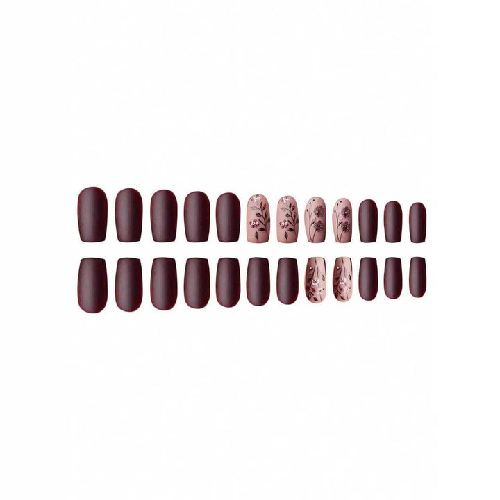 Artistic Floral Matte Nail Design Bowlift
