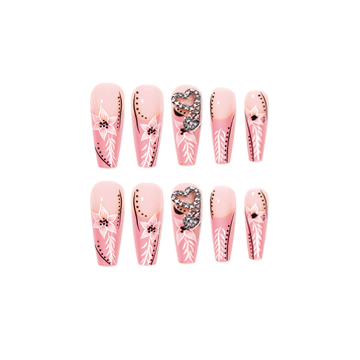 Artistic nail art with flower and heart motifs Bowlift