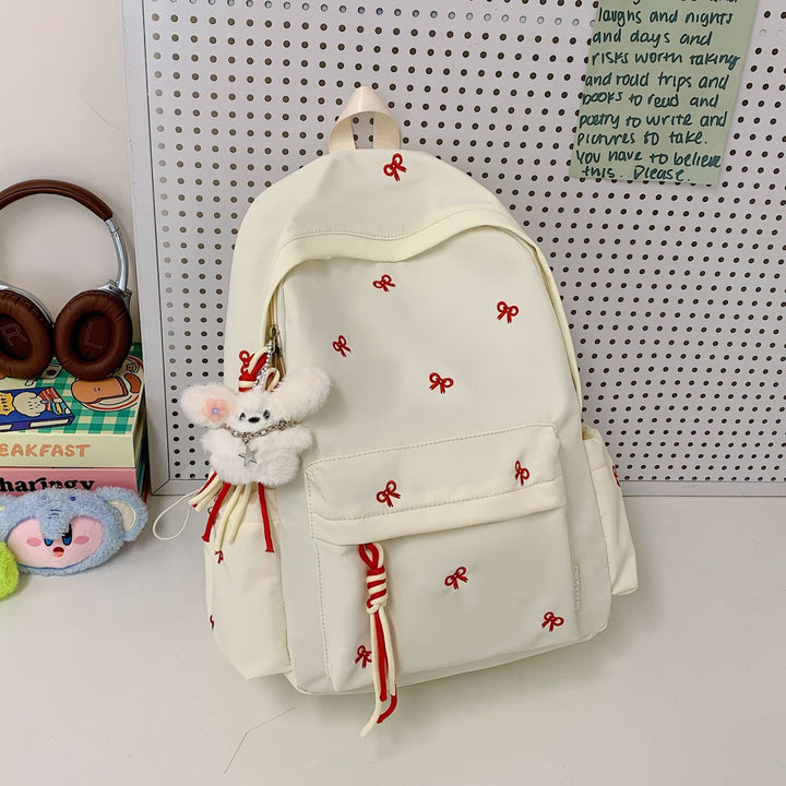 Backpack with Charming Bow Design and Practical Compartments Bowlift