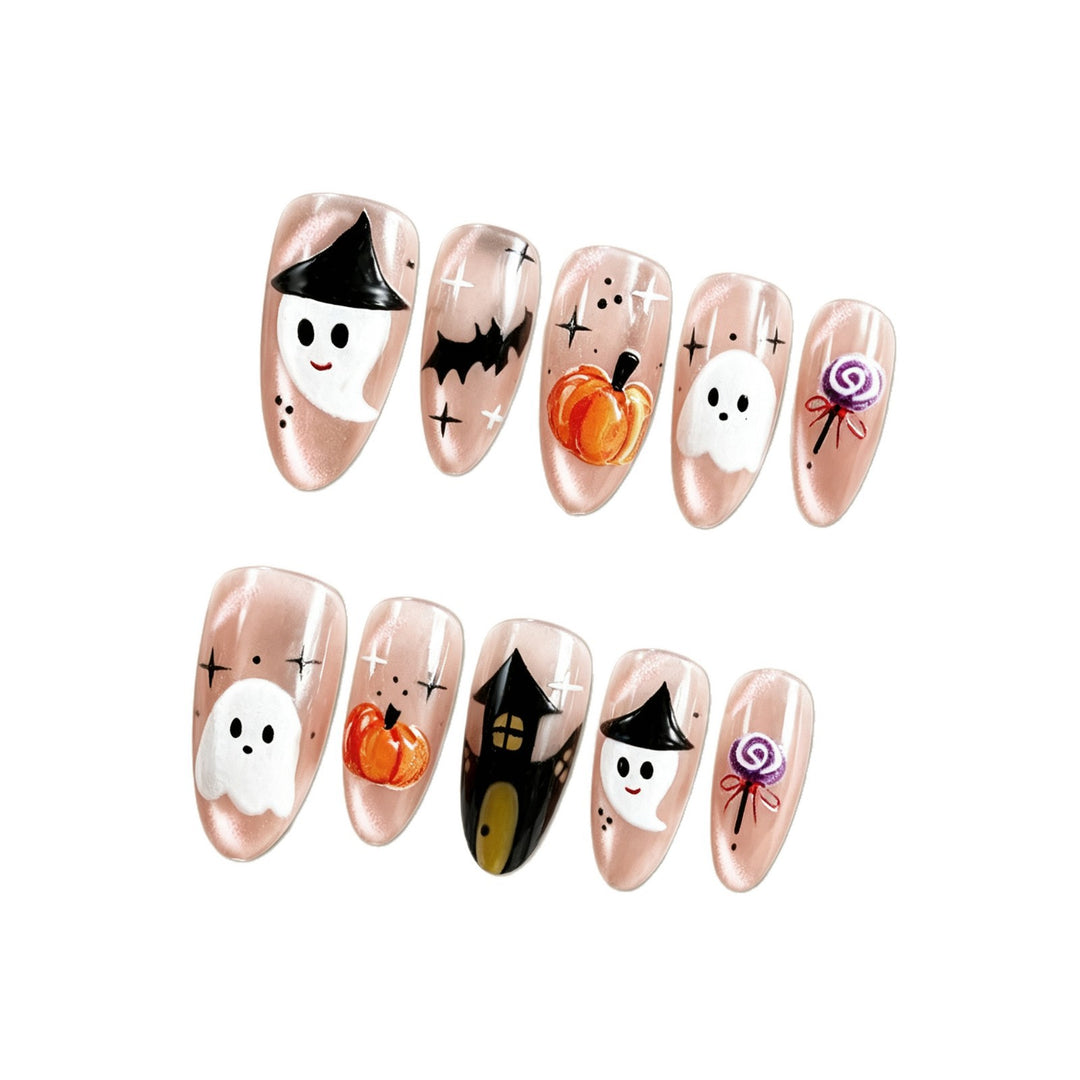 Halloween-Themed Press-On Nail Art Set Bowlift 1788495618