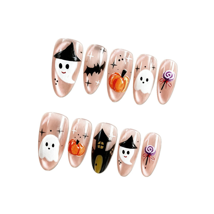 Halloween-Themed Press-On Nail Art Set Bowlift 1788495618