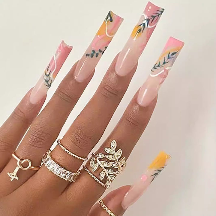 Floral Art Press-On Nails Bowlift