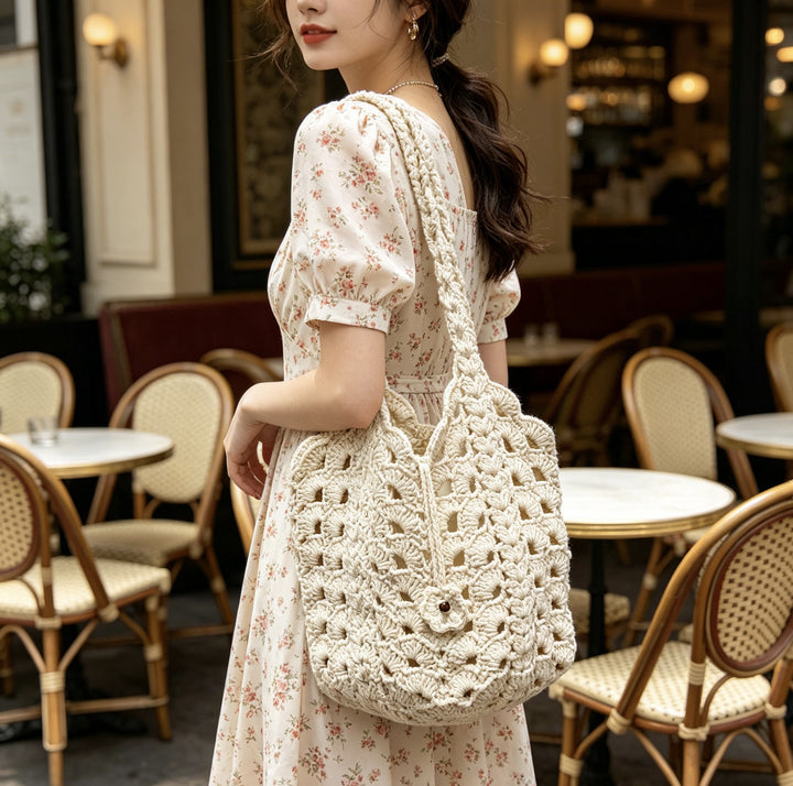Hand-knotted Macrame Tote Bowlift