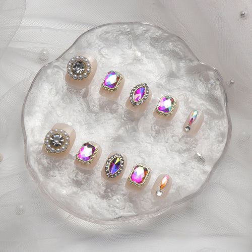 Elegant Decorative Gem-Embellished Press-On Nails Bowlift