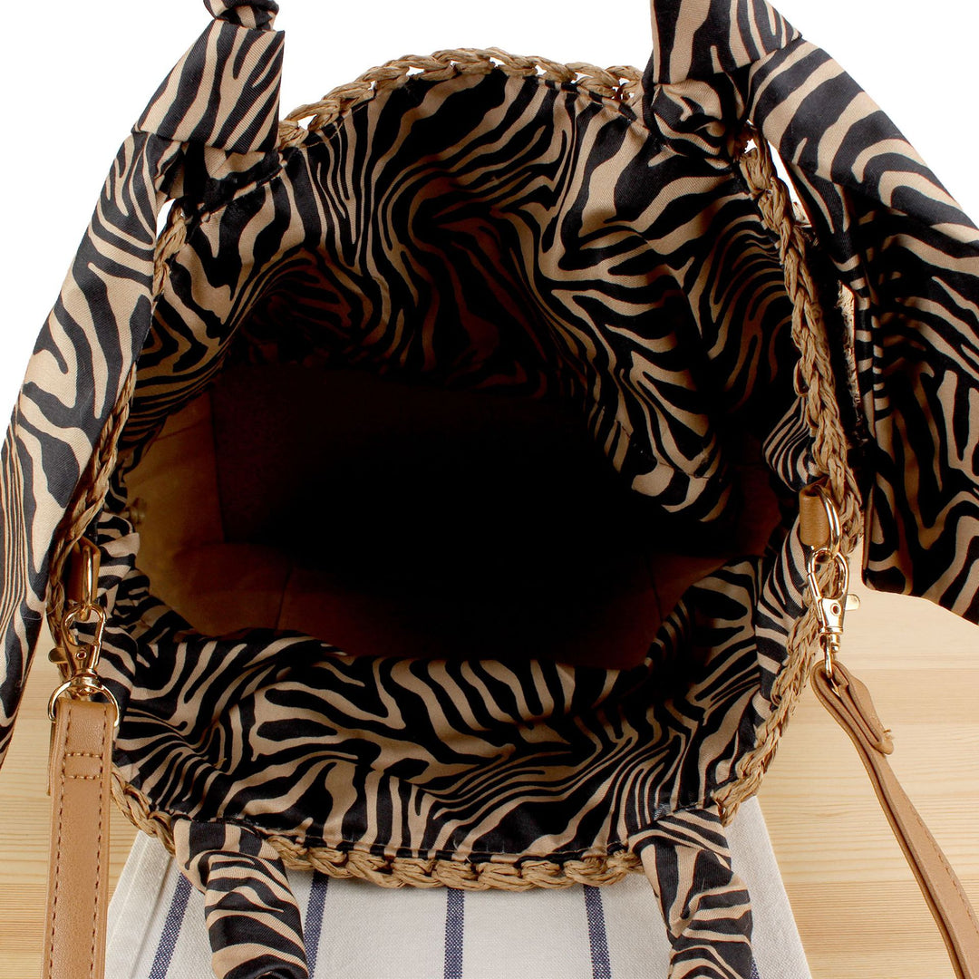 Braided shoulder bag with fashionable scarf detail Bowlift