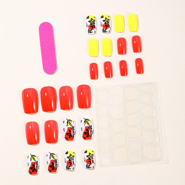 Artistic Floral Acrylic Nail Art Set Bowlift