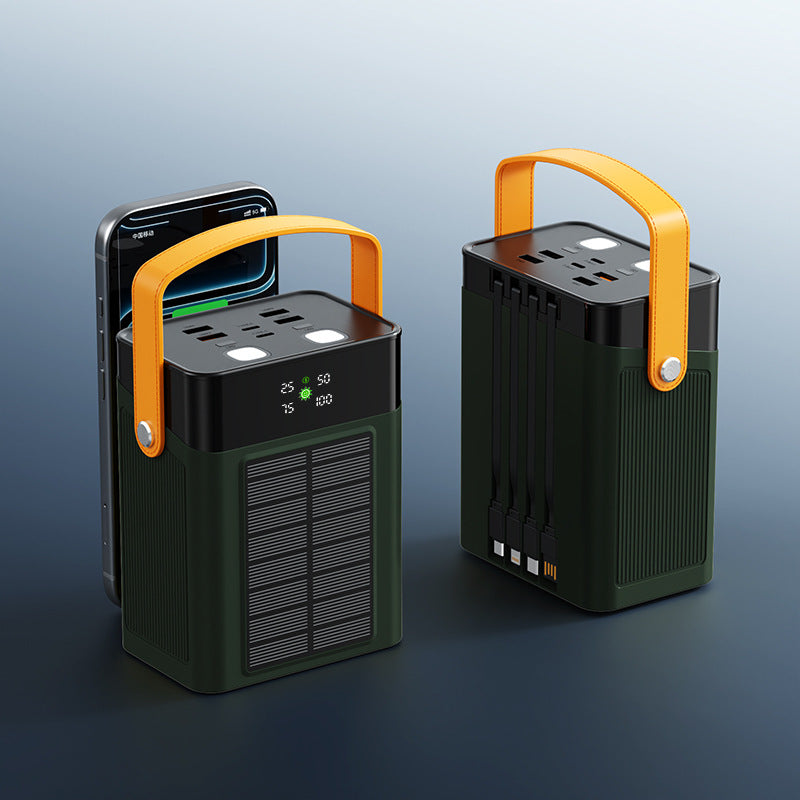 Portable Solar Power Bank with Integrated Cable Management and Digital Display Bowlift