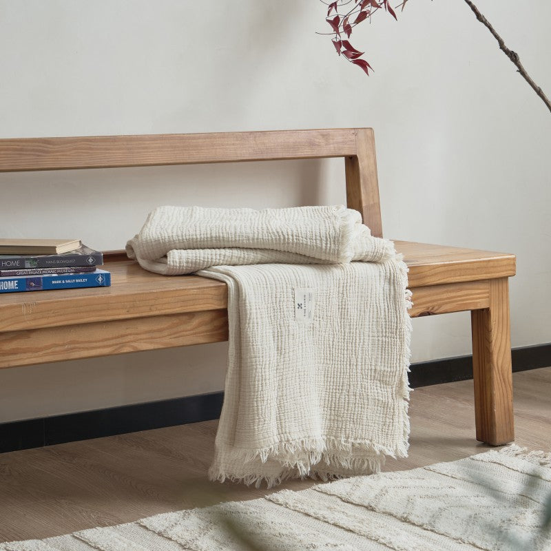 Women’s high-quality and luxurious waffle texture plaid blanket Bowlift