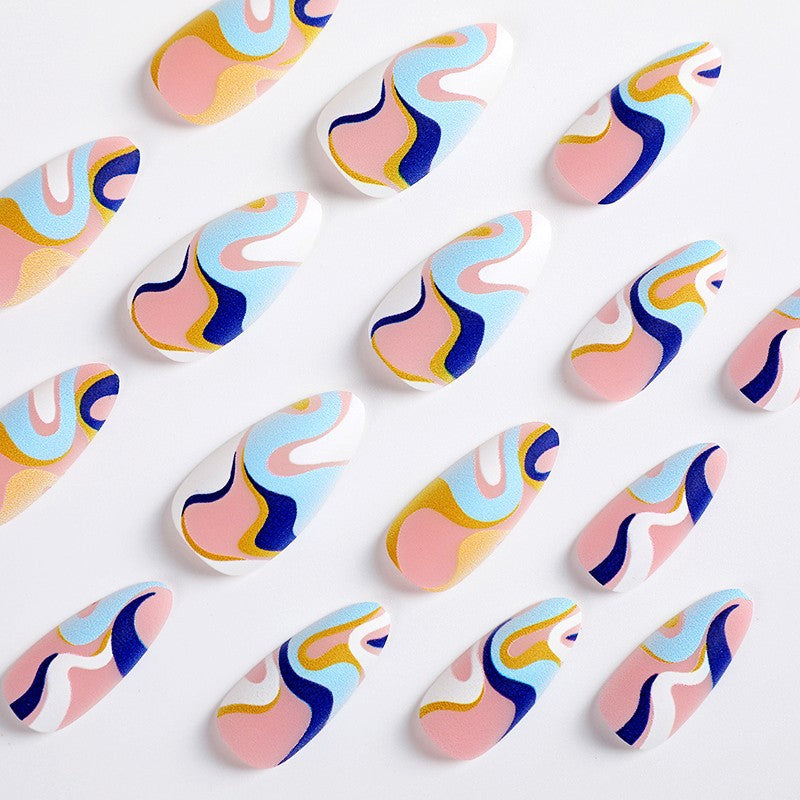Artificial nails with modern wave-shaped design Bowlift