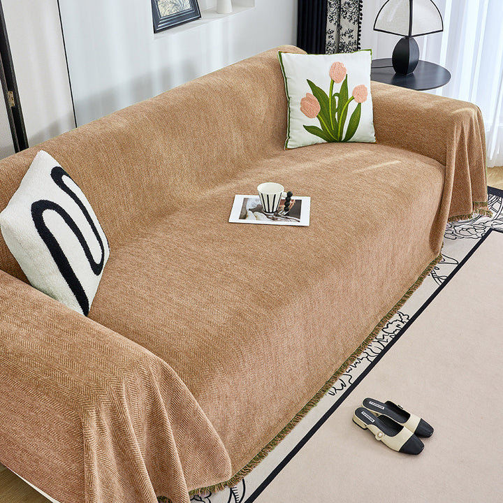Textured Herringbone Pattern Sofa Throw Blanket