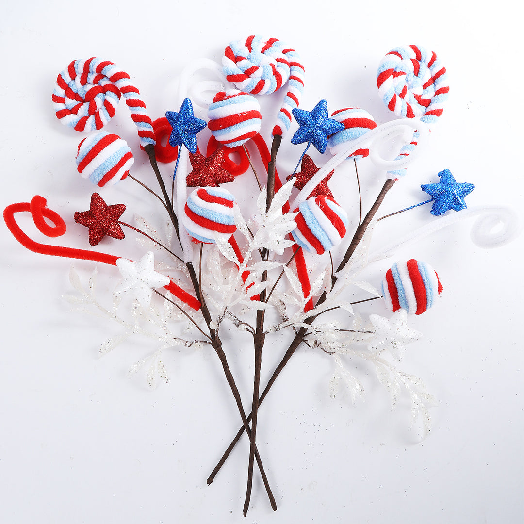 Unisex nan decorative floral pick with padded balls and glitter stars Bowlift
