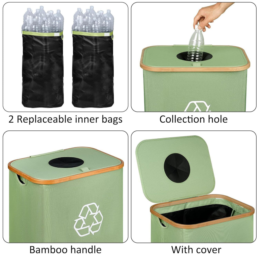 Elegant recycling bin with removable lid and compartments Bowlift