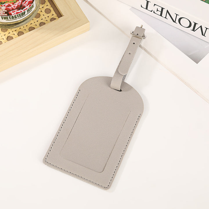premium vegan leather luggage tag with adjustable buckle and clear ID window Bowlift