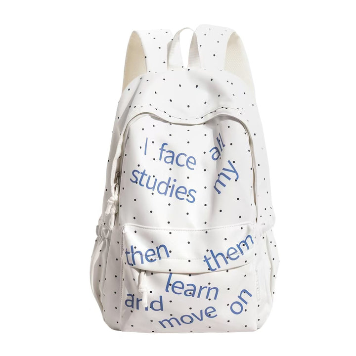 Backpack with Modern Lettering and Stylish Dots Bowlift