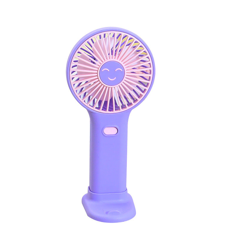 Ladies Portable Hand Fan with Smiling Face and USB Charging Function Bowlift