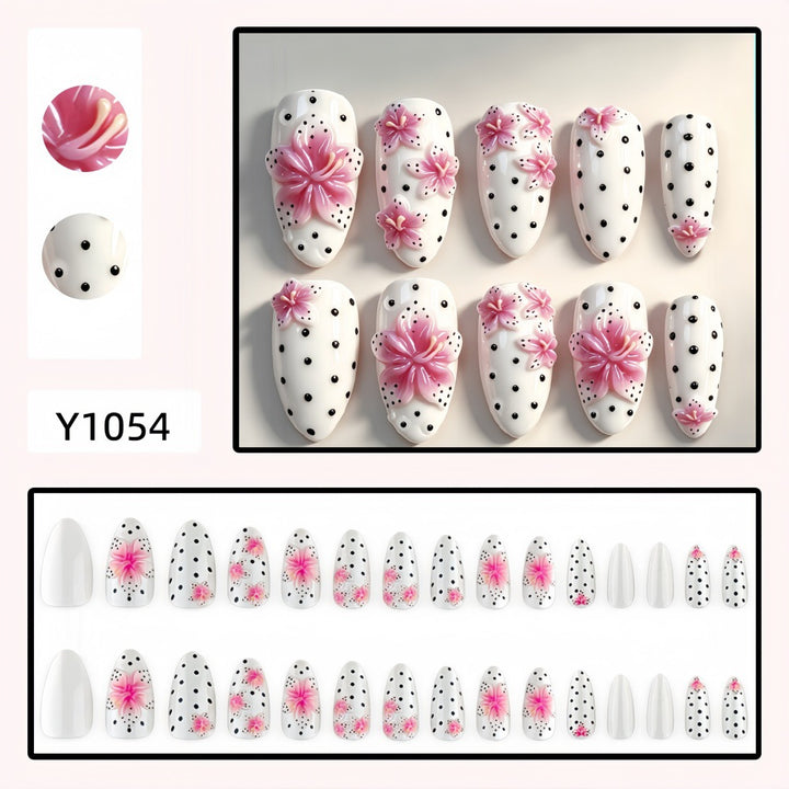 Premium Artificial Nails with 3D Flower Design Bowlift