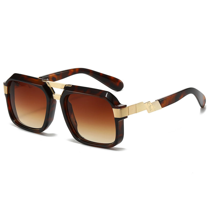 Oversized Square Sunglasses with Metallic Detailing Bowlift