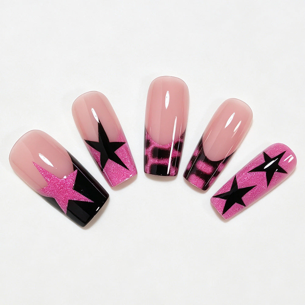 Artistic Star Pattern Press-On Nails Bowlift