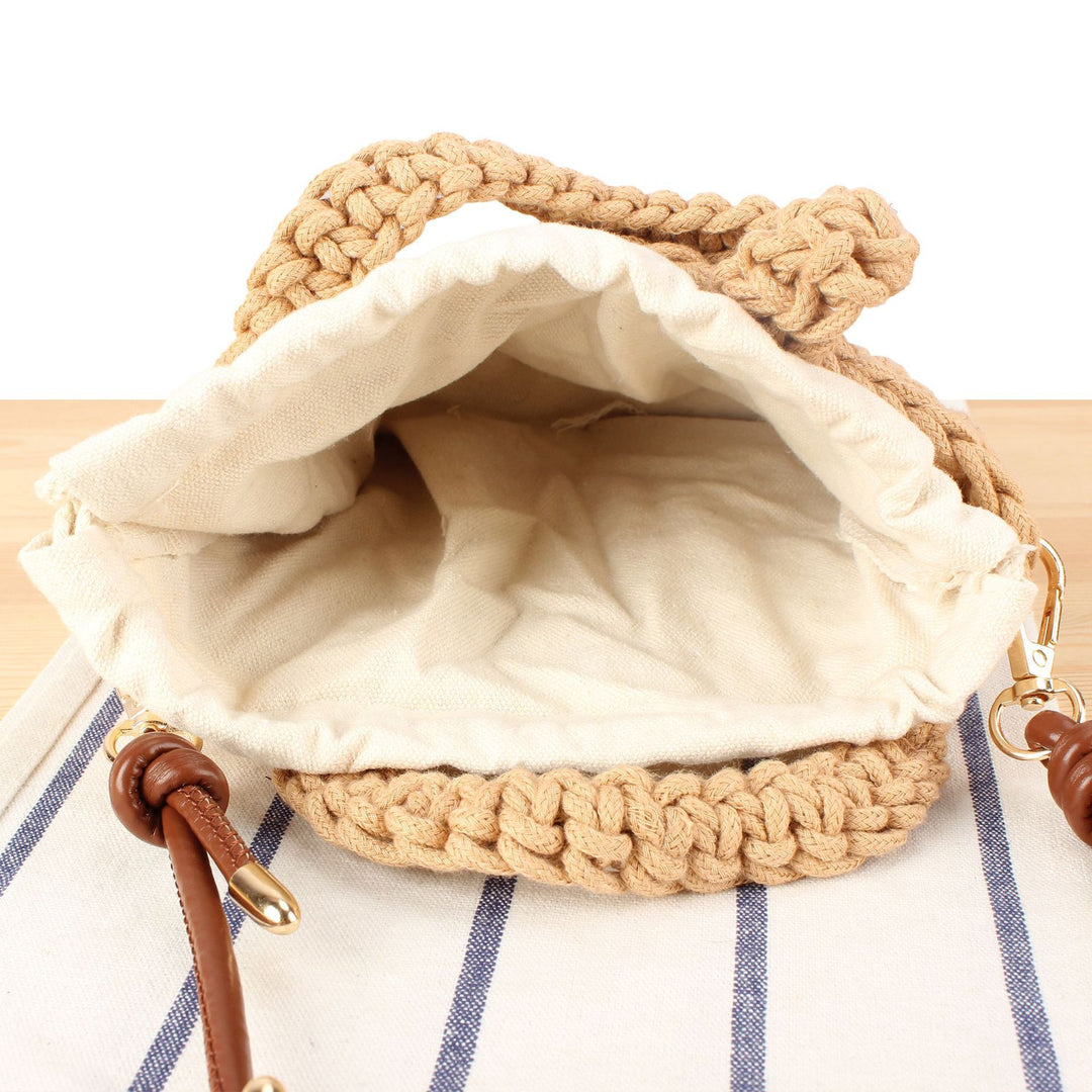 Handbag Made of Handmade Macrame with Adjustable Shoulder Strap Bowlift