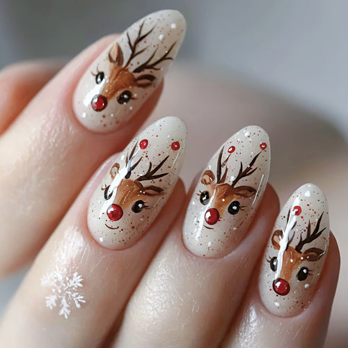 3D Reindeer-Themed Nail Art Bowlift