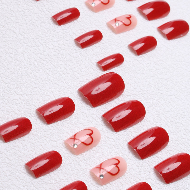 Romantic Heart-Embellished Press-On Nails Bowlift