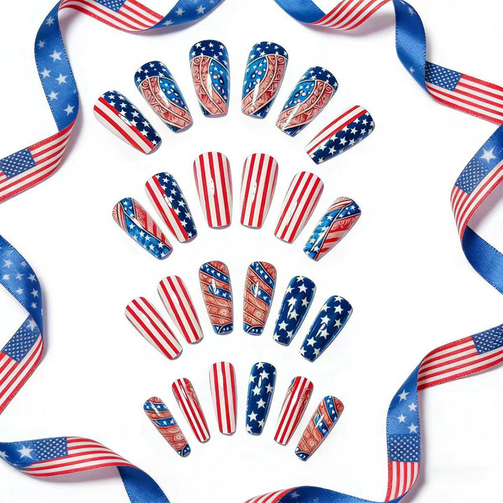 Patriotic Star and Stripes Nail Art Bowlift