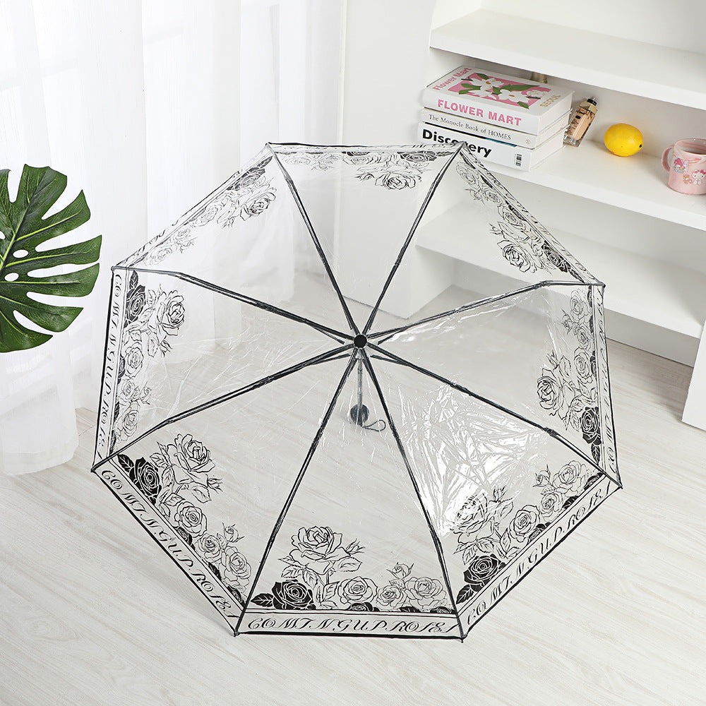 Ladies elegant transparent umbrella with romantic design Bowlift