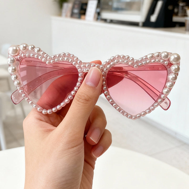Heart-Shaped Pearl-Detail Sunglasses Bowlift