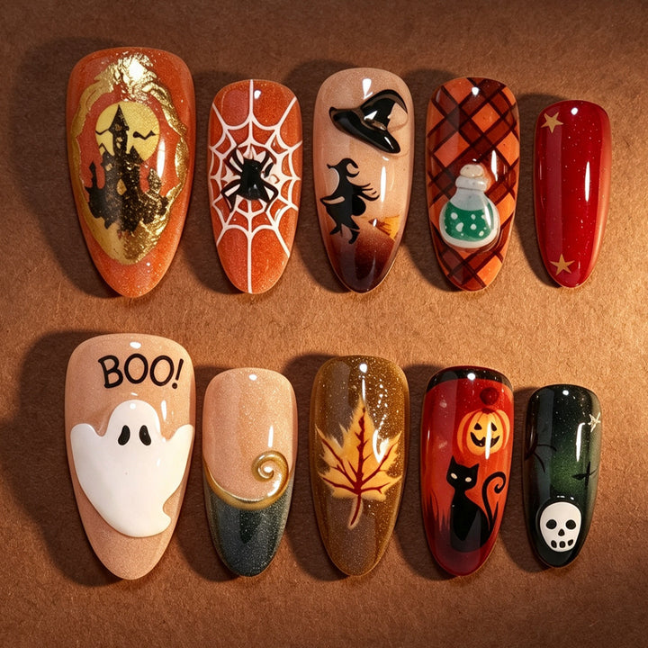 Halloween-Themed Decorative Press-On Nail Art Set Bowlift