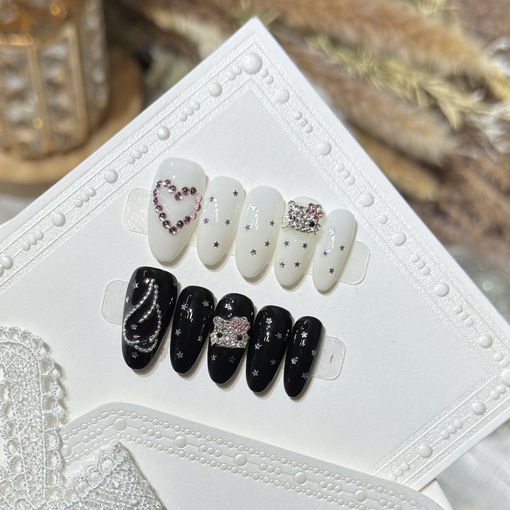Elegant Starry Night Art Press-On Nail Set Bowlift