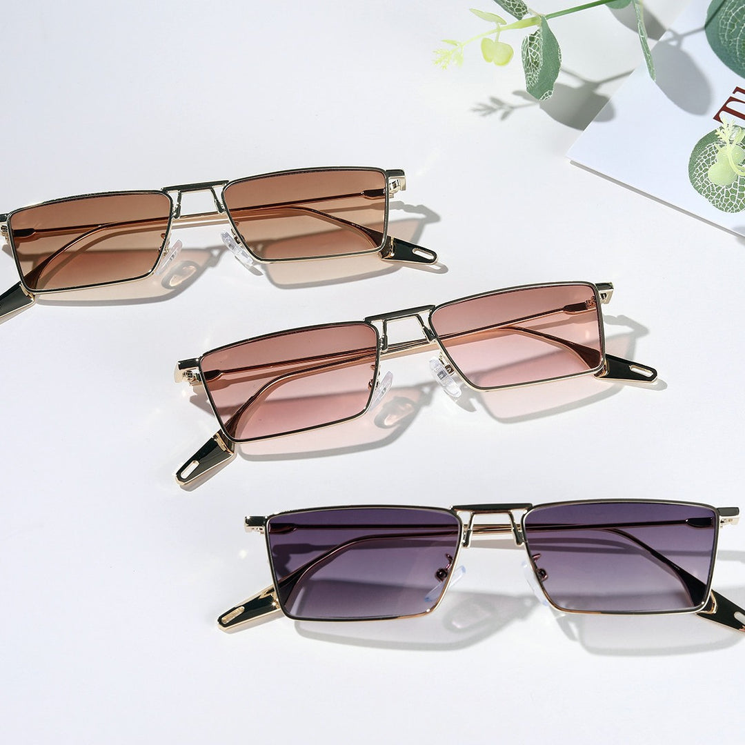 Ladies elegant geometric sunglasses with stylish metal frame Bowlift