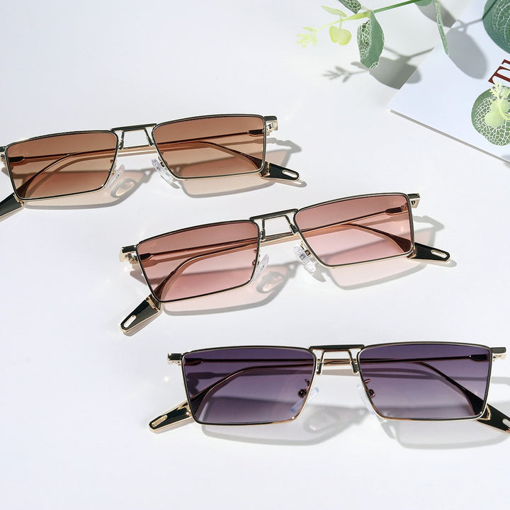 Ladies elegant geometric sunglasses with stylish metal frame Bowlift