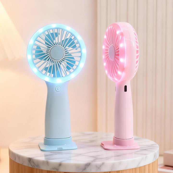 Women's portable hand fan with LED lighting and USB connector Bowlift