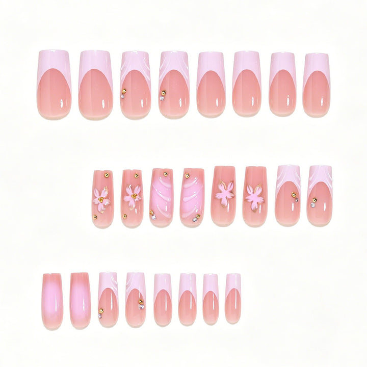 Elegant Floral Nail Art Press-On Set Bowlift
