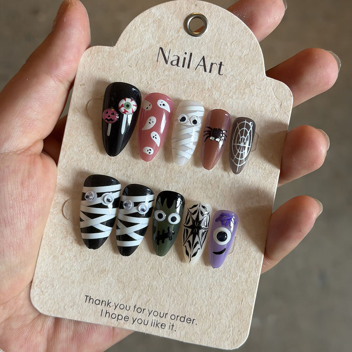 Whimsical Halloween-Themed Press-On Nail Set Bowlift