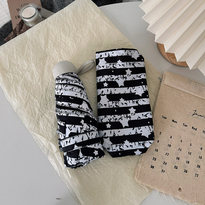 Women Foldable Umbrella with Stylish Stripe Pattern Bowlift