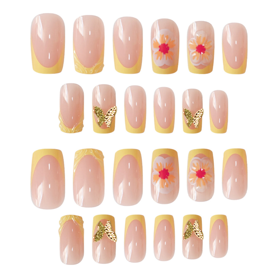 Artistic Floral Press-On Nail Design Bowlift