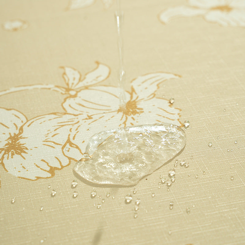 Rectangular tablecloth with olive branch pattern and wavy hem