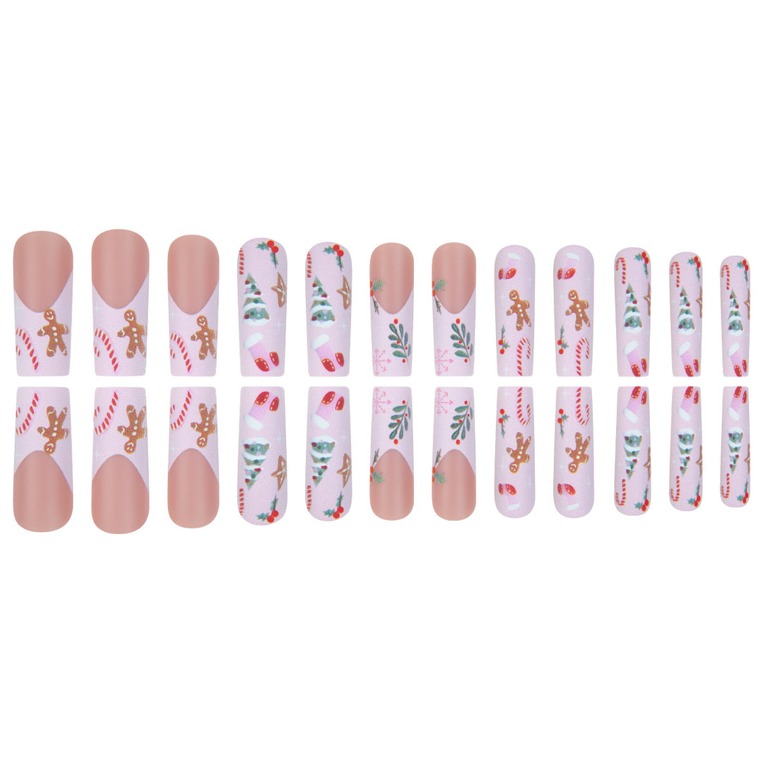 Festive Holiday-Themed Long Press-On Nails Bowlift