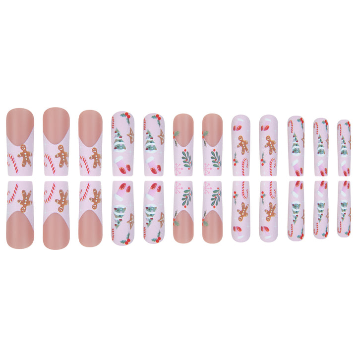 Festive Holiday-Themed Long Press-On Nails Bowlift