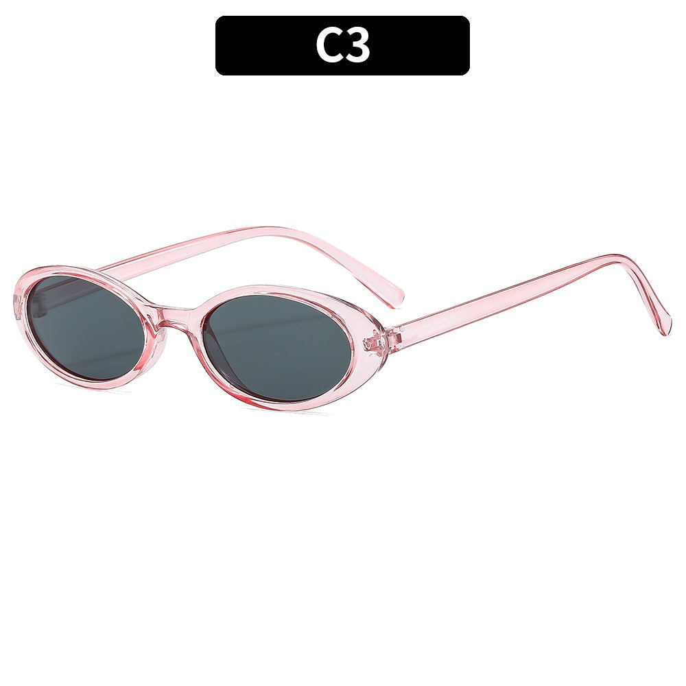 Retro-Inspired Slim Oval Sunglasses