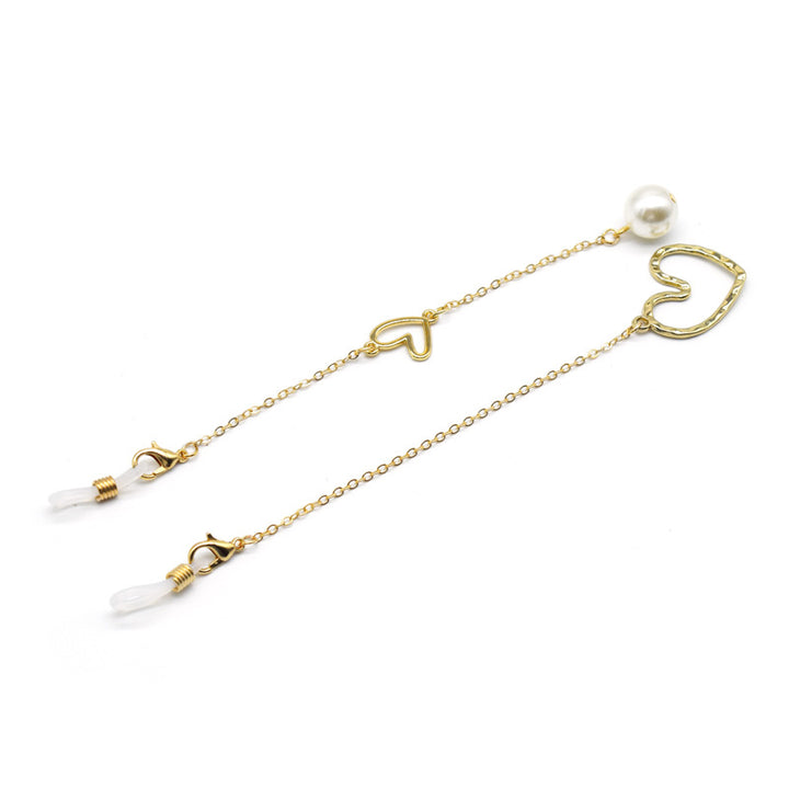 Heart-Shaped Pearl Accent Eyewear Chain Bowlift
