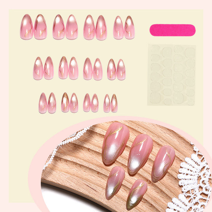 Acrylic nail set with glamorous gradient and golden accents Bowlift
