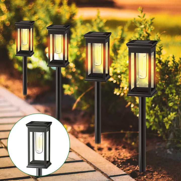 LED Garden Stake Lantern With Frosted Acrylic Panel And Weatherproof Metal Frame Bowlift