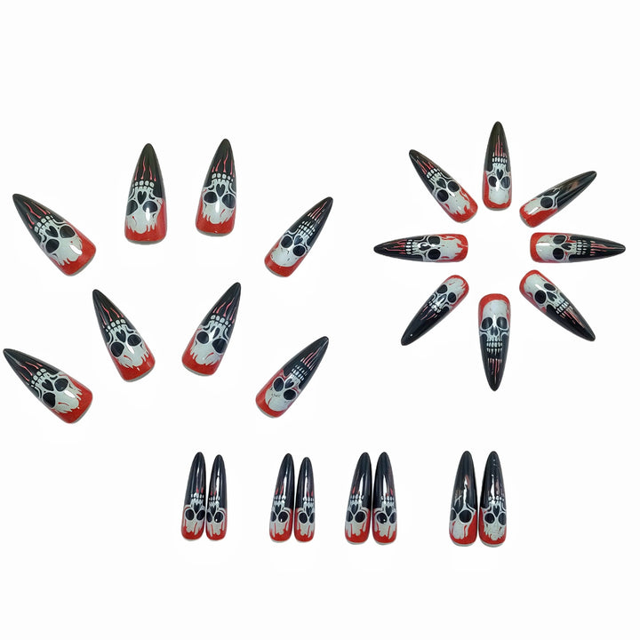 Artificial nails with creepy skull design Bowlift