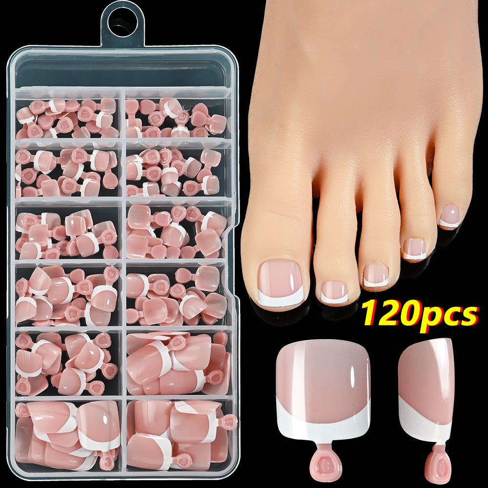 French Tip Gel Toenail Set Bowlift