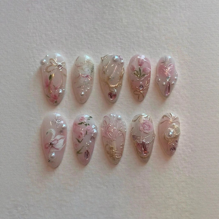 Artistic Press-On Nail Art Set Bowlift