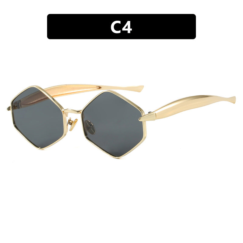 Women's hexagonal sunglasses with elegant metal frame and UV protection Bowlift