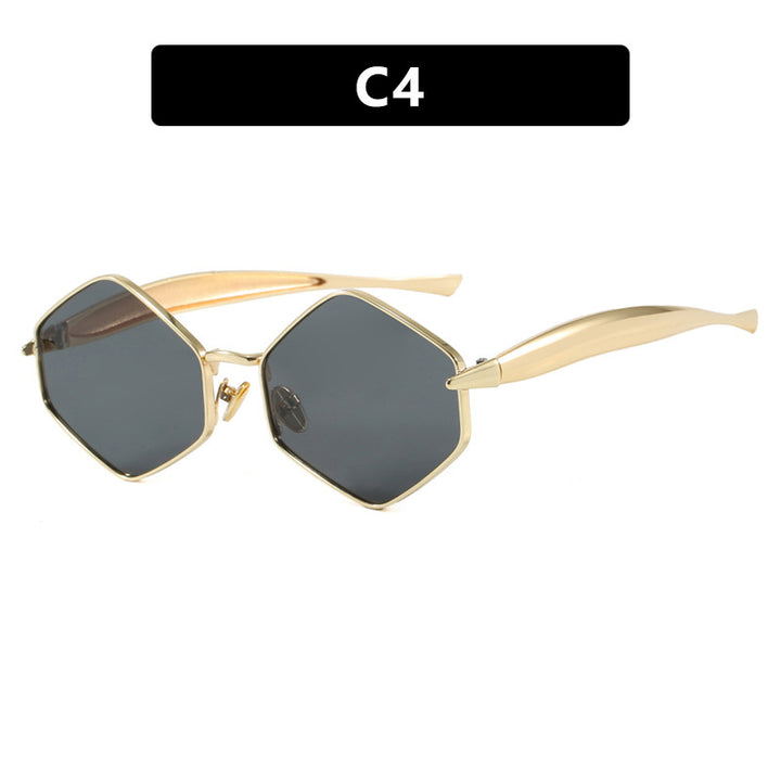 Women's hexagonal sunglasses with elegant metal frame and UV protection Bowlift
