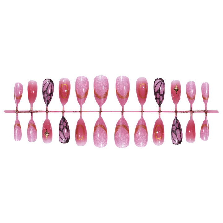 Decorative Press-On Nail Art Set with Shimmering Glitter and Elegant Patterns Bowlift